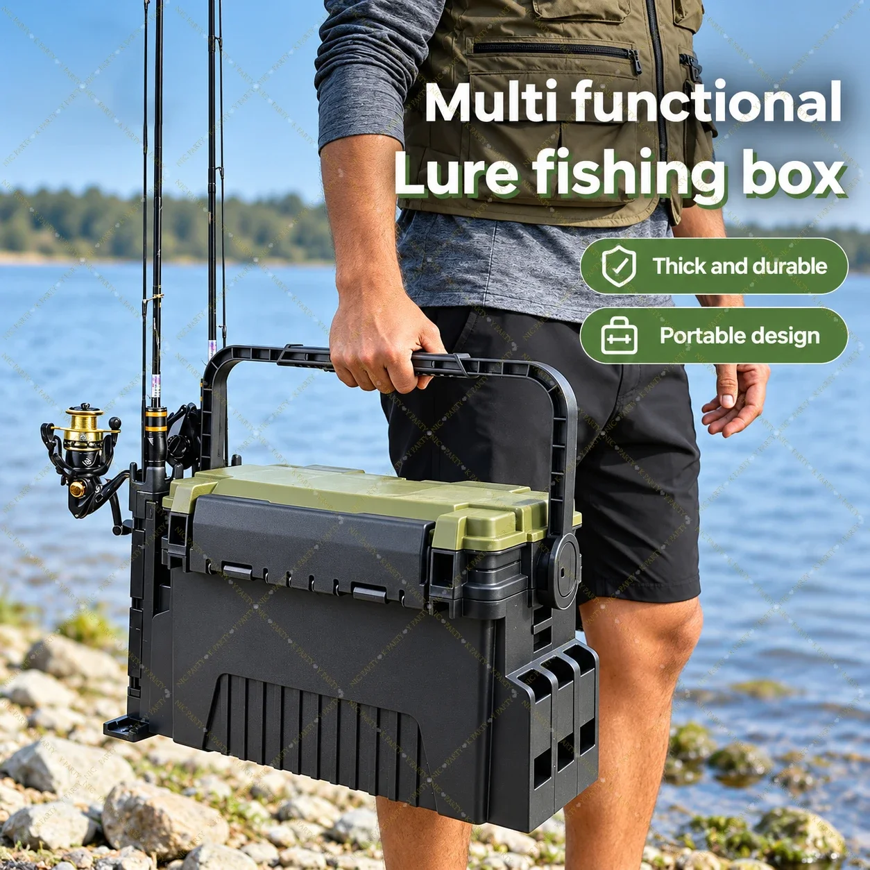 Fishing Kayak Crate - Ruime viskist met dubbele laag, voor